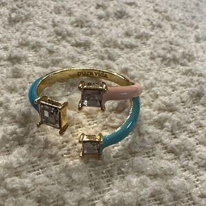 Pura Vida Gold and Pink tone Ring with Crystals